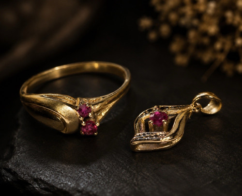 333 gelbgold schmuckset mit - gelbgold,