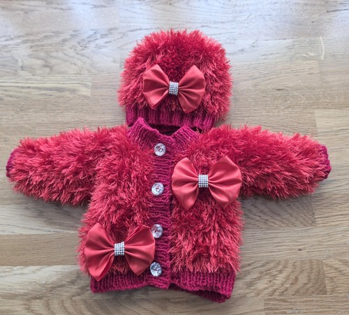 Babys rot pelzige strickjacke - babys,