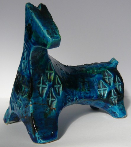 Blaues keramikpferd bitossi - blaues,