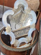 alter Murano Glas Spiegel vintage 60er 70er venezianischer  Tischspiegel 34x32cm