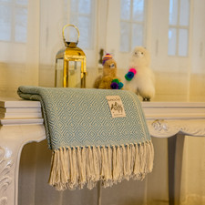 Alpaka Wolldecke Hellblau