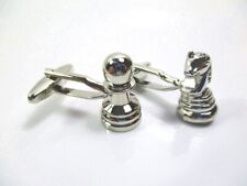 Manschettenknöpfe Cufflinks Schach Bauer Pferd Neu silberfarben