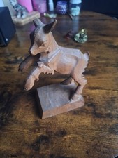 Schnitzfigur Ziege Zicklein Holz handgefertigt 17cm hoch