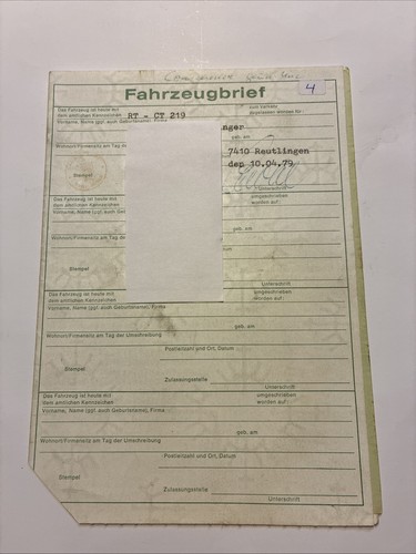 Fahrzeugbrief opel commodore - fahrzeugbrief,