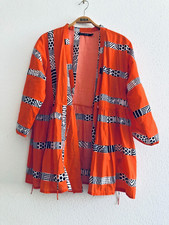 Gudrun Sjöden Oberteil Bluse Tunika Baumwolle farbstark orange, weiß schwarz  L