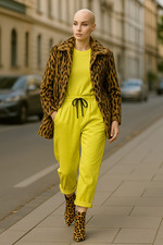 Luxus Vintage Pelzmantel 60er Leoprint Echtpelz Art Deco Mantel 42 44 edel