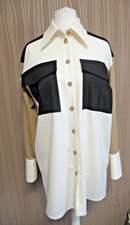33/7 Hugo Boss Damen Bluse Jacke Gr. 36 wollweiß schwarz braun Langarm Longbluse