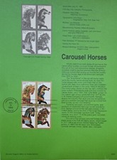 USA Souvenirblatt:  21.07.1995  4er Zusammendruck 32-ct Karusell-Pferde   95.30