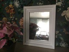 Antiker Spiegel Holzrahmen Upcycling Vintage weiß