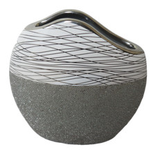 Formano Blumen Vase Vase Keramik Grau/Silber Muster Vase 20 x 20 cm