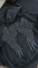 Review Sweatjacke Strass steinbesatz black Kapuze Vintage Schwarz Flügel Glitz