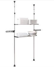 2-stöckiges Teleskop-Toiletten-/Badregal  m. Kleiderbügelstangen verstellbar