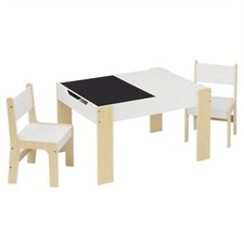 3 in1 Kindertisch mit 2 Stühle Maltisch mit Stauraum Sitzgruppe für Kinder gs020