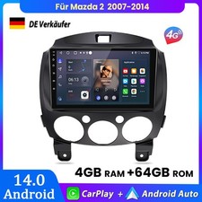 4+64GB Carplay Android14 Autoradio 8-Kern GPS NAVI BT DAB+ Für Mazda 2 2007-2014