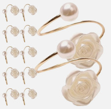 6 Stück Silber Einweg Serviettenringe Imitation Perlen Ring Serviettenhalter DE