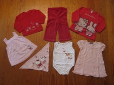 Mädchen-Set  "Hello Kitty" Gr.80/86 von H&M, Topolino u.ä. 7-teilig