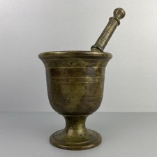 Großer antiker Mörser mit Pistill, wohl 19. Jh., Apotheke - Bronze - ca. 2,1 kg