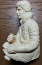 Vintage Modell RC Pilotenpuppe unbemalt Pilotenbrille Pelzkragen 11 cm hoch -83-