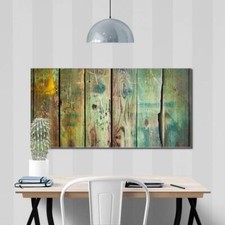 banjado Glas Wandbild groß Wohnzimmer Küche Büro Bild Motiv Grünes Holz Wanddeko