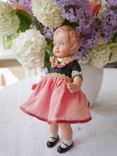Alte Puppe 40 /50er Jahre, Hartplastik Spielpuppe, kleine Puppe, Puppenhaus
