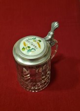 Bierhumpen glas mit zinndeckel - bierhumpen,