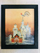 Bild Neuschwanstein in schwarzem Holzrahmen, leuchtende Farben ca 14,5cm x 12cm