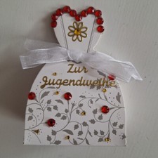 Geldgeschenk - Schachtel zur Jugendweihe in Form eines Ballkleides (5235)