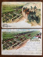 2 x AK Postkarte alt Deutschland Fahrende Artillerie Lger Lechfeld gelaufen 1901
