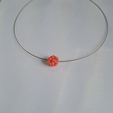 Echt 333 Gold Halskette Reif Collier Korallenball rose Omega Korallenkette
