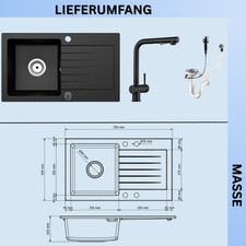Granitspüle 75x43,5 cm