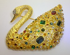 Swarovski Brosche vergoldet