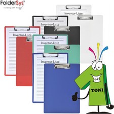 10 x FolderSys Klemmbrett A4 Kunststoff Klemm Brett Clipboard Schreibbrett