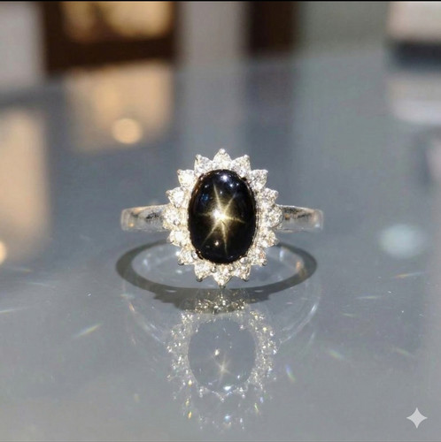 Schwarzer stern saphir ring - stern,