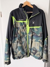 Spyder Ski Jacke XL Skijacke Snowboard Anorak Camouflage Neongrün XL 54 wie neu