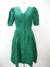 Lodenfrey Leinen grün mit Wienernaht und Puffärmel süßes Landhauskleid Gr.38
