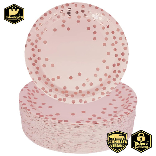 Pappteller rosa rose gold - rosa,