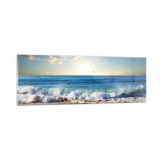 Wandbilder 90x30cm Glasbild Meer Ufer Wasser Klein Bilder Art Wanddeko