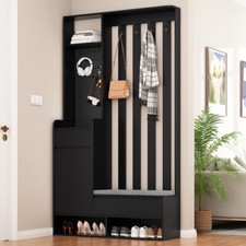 Garderoben Set Flurgarderobe Schuhschrank Wandpaneel mit Lamellen und Sitzbank