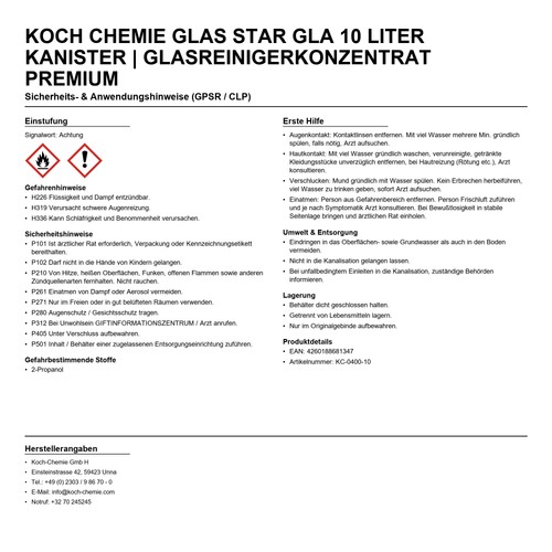 Koch chemie glasreiniger glas - glasreiniger,