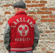 Collegejacke Gr L  Baseballjacke Vintagejacke Lederärmel Rockabilly 50ties USA