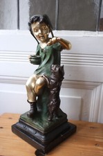 Bronze Leon Pilet Junge Hund Terrier Antik Statur Spiel Witz Accord Kind Knabe