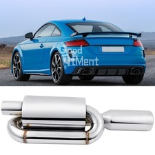 Für Audi TT 8N 8J TTS Ø63mm Einlass Doppelschleifen Auspuff Schalldämpfer