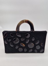 Vintage Tasche Tragetasche Schwarz Handtasche Retro Damenhandtasche