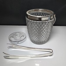 Eiswürfelbehälter Glas mit Zange Diamond Cut Eiseimer Eiskübel Ice Bucket Eis