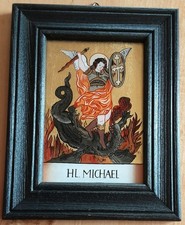 Der Handmaler Hinterglas Bild Namenspatron Hl. Michael Blattgold 11 X 14 cm