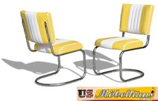 CO-27 Yellow Bel Air Möbel 2 Stühle Swingstuhl Diner Küchenmöbel Küchenstuhl USA