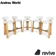 5er Stuhl Garnitur Andreu World Oru Leder Holz Stuhl Weiß Braun Hocker Barhocker