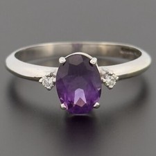 Ring 9 kt Weißgold Amethyst &