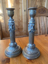 Zwei alte Kerzenleuchter Jugendstil H 26 cm Metall Messing ?