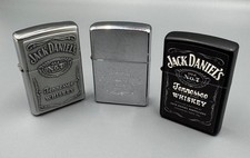 3er Set ZIPPO Feuerzeug JACK DANIELS OLD No 7 Black matte Chrome emblem gezündet